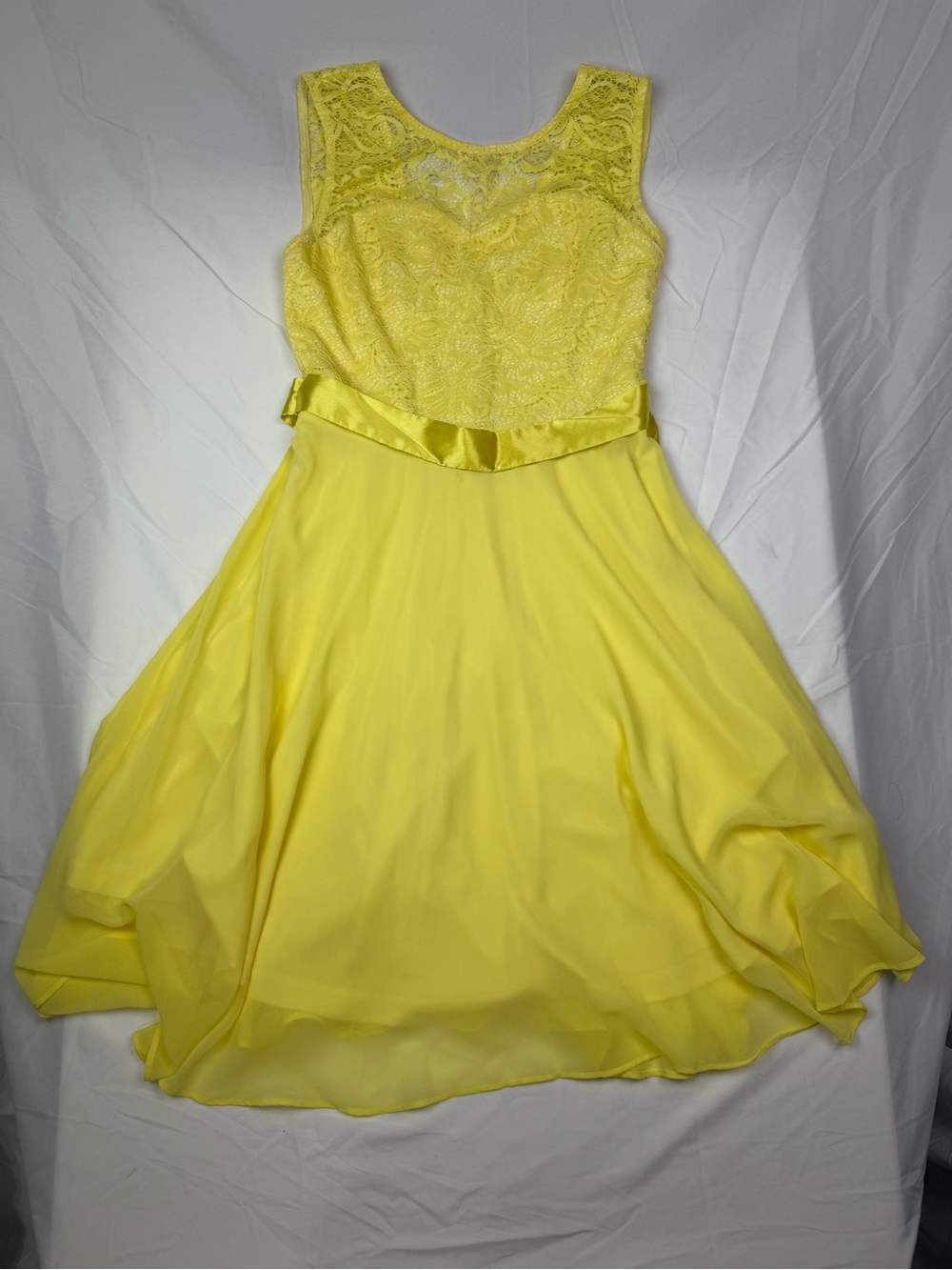 Berylove Yellow Lace Bodice A-Line Dress